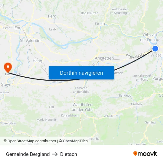 Gemeinde Bergland to Dietach map