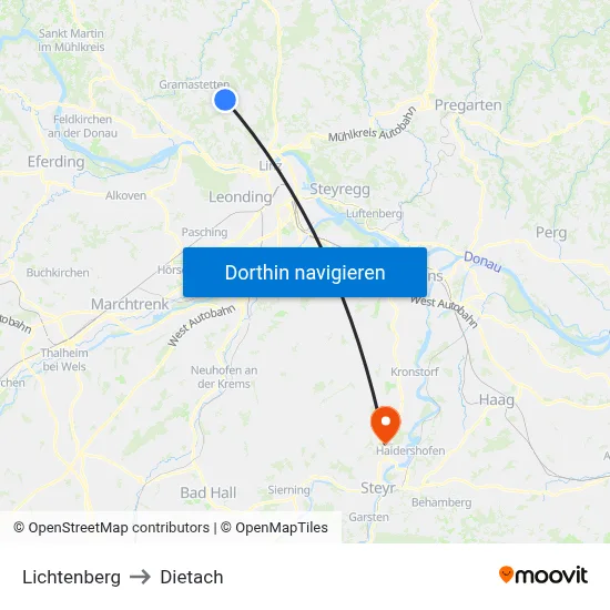 Lichtenberg to Dietach map