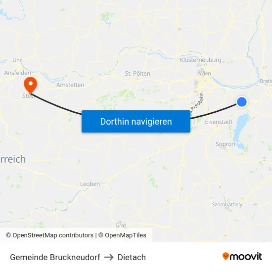 Gemeinde Bruckneudorf to Dietach map