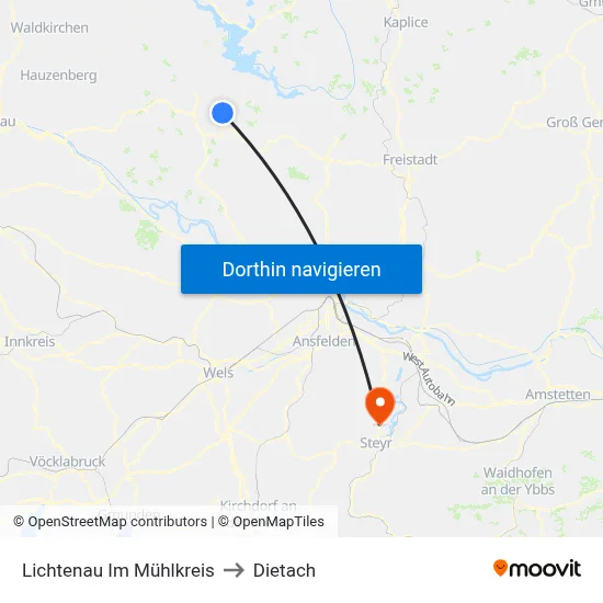 Lichtenau Im Mühlkreis to Dietach map