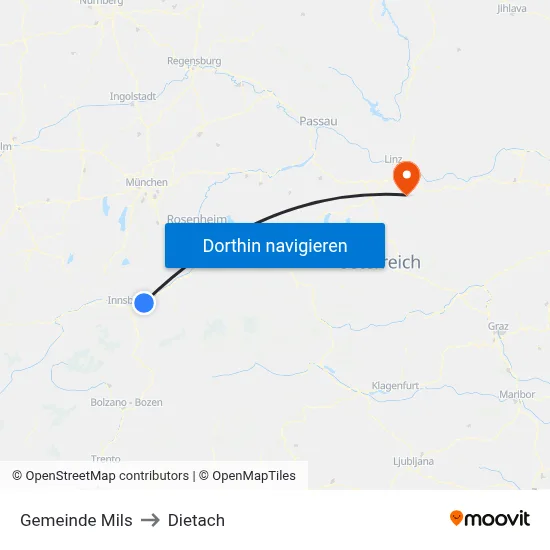 Gemeinde Mils to Dietach map