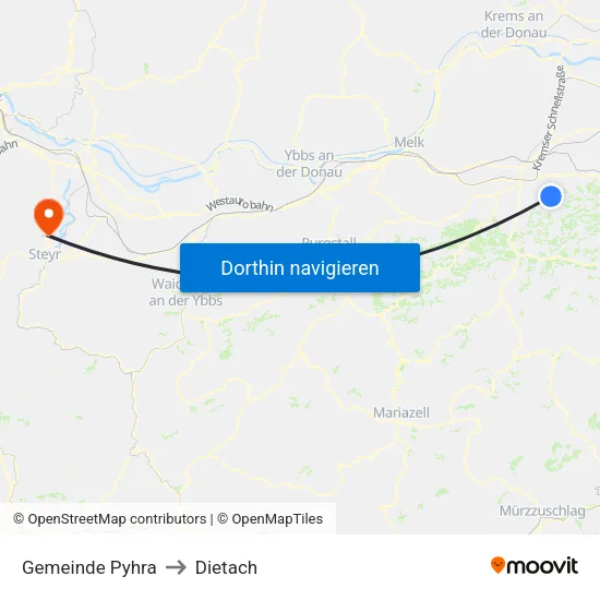 Gemeinde Pyhra to Dietach map
