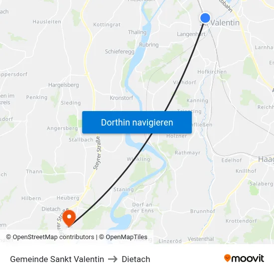 Gemeinde Sankt Valentin to Dietach map