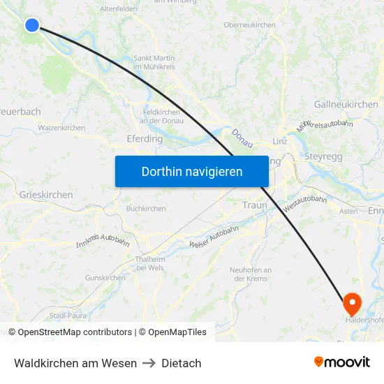 Waldkirchen am Wesen to Dietach map