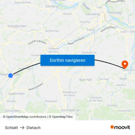 Schlatt to Dietach map