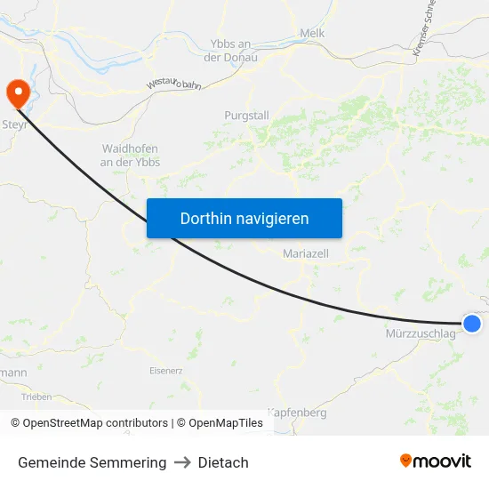Gemeinde Semmering to Dietach map