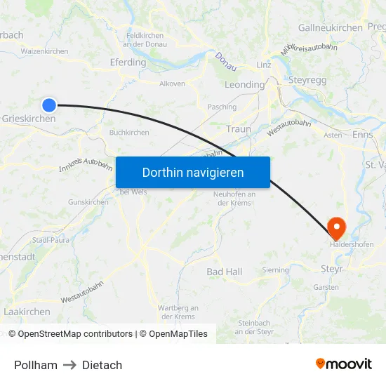Pollham to Dietach map