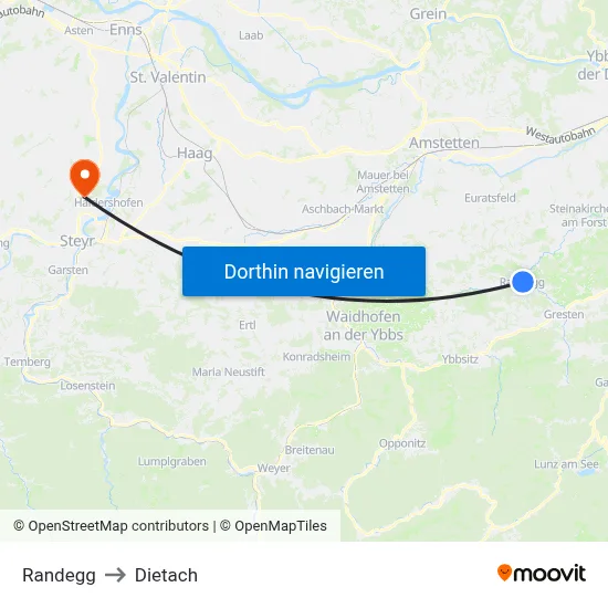 Randegg to Dietach map