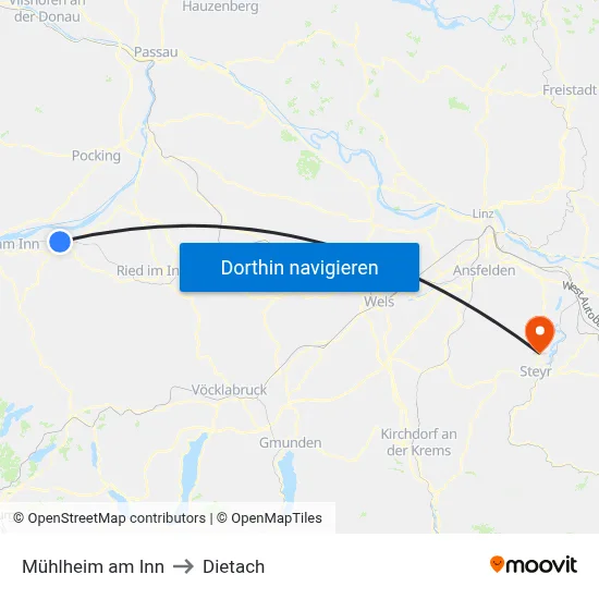 Mühlheim am Inn to Dietach map