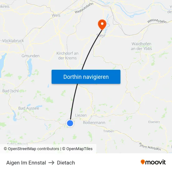 Aigen Im Ennstal to Dietach map