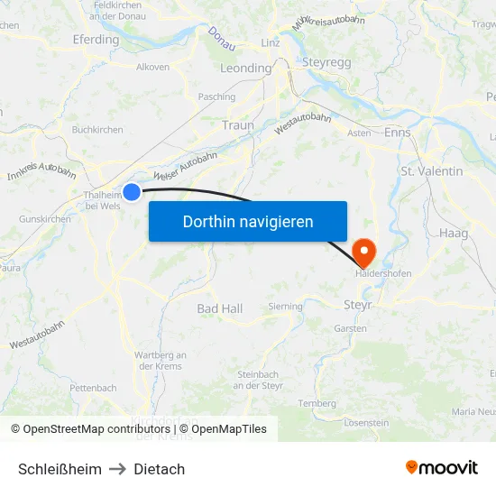 Schleißheim to Dietach map