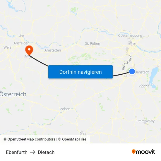 Ebenfurth to Dietach map