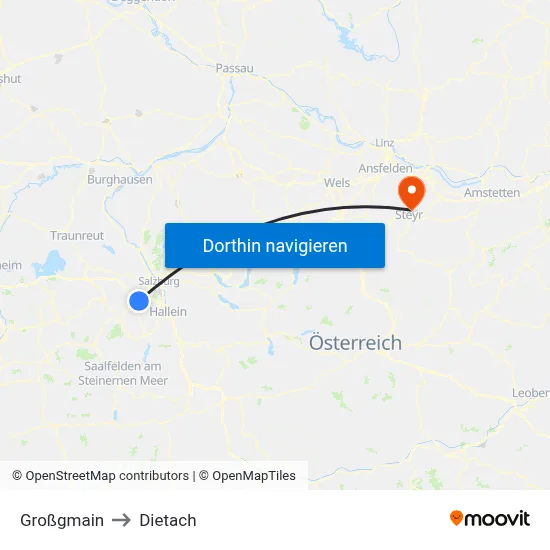 Großgmain to Dietach map