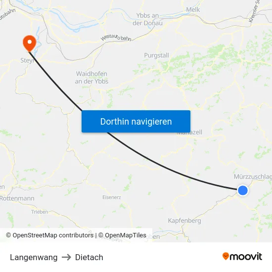 Langenwang to Dietach map