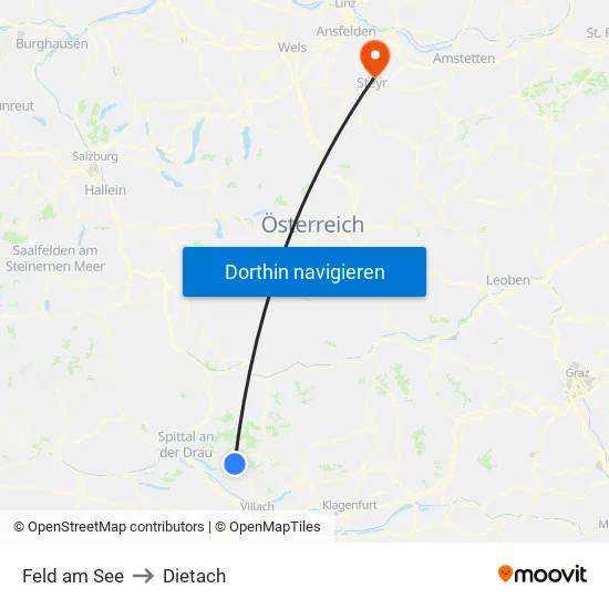 Feld am See to Dietach map