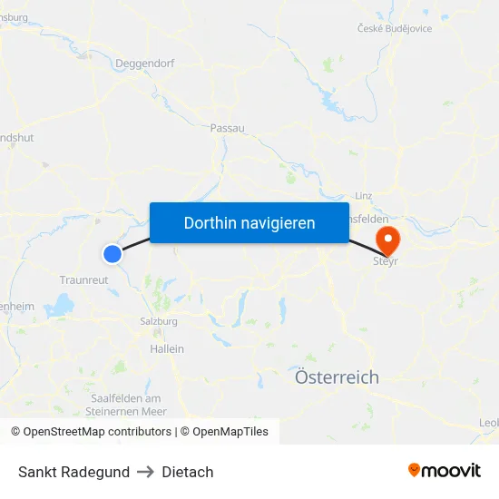 Sankt Radegund to Dietach map