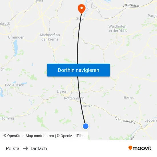 Pölstal to Dietach map