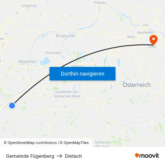 Gemeinde Fügenberg to Dietach map