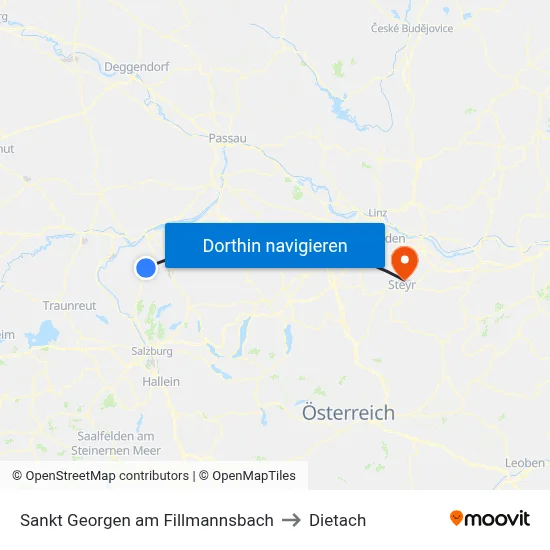 Sankt Georgen am Fillmannsbach to Dietach map