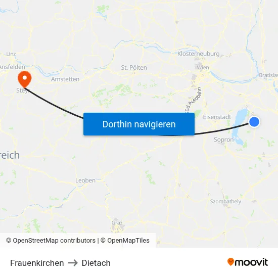 Frauenkirchen to Dietach map