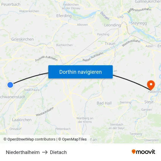 Niederthalheim to Dietach map