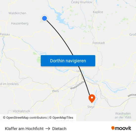 Klaffer am Hochficht to Dietach map