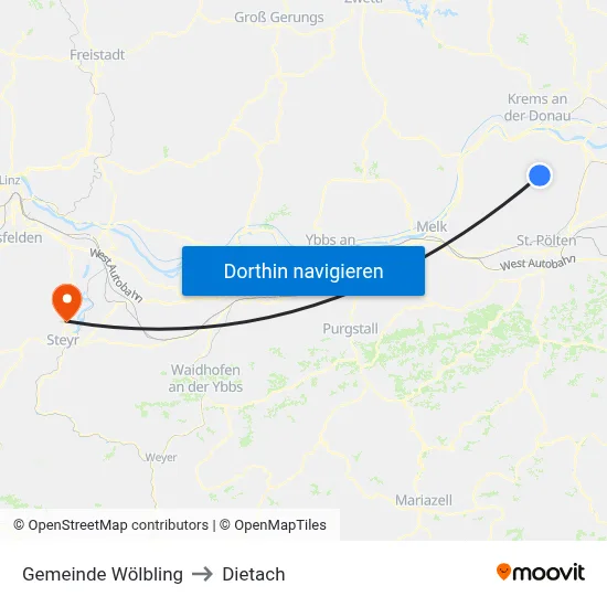 Gemeinde Wölbling to Dietach map