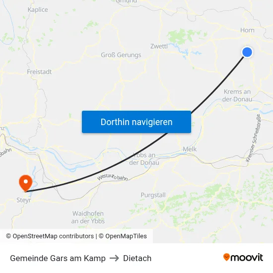 Gemeinde Gars am Kamp to Dietach map