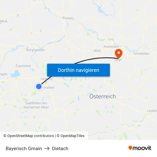 Bayerisch Gmain to Dietach map