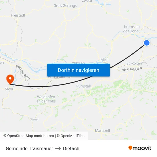 Gemeinde Traismauer to Dietach map