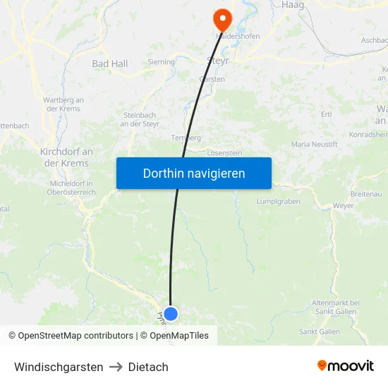 Windischgarsten to Dietach map