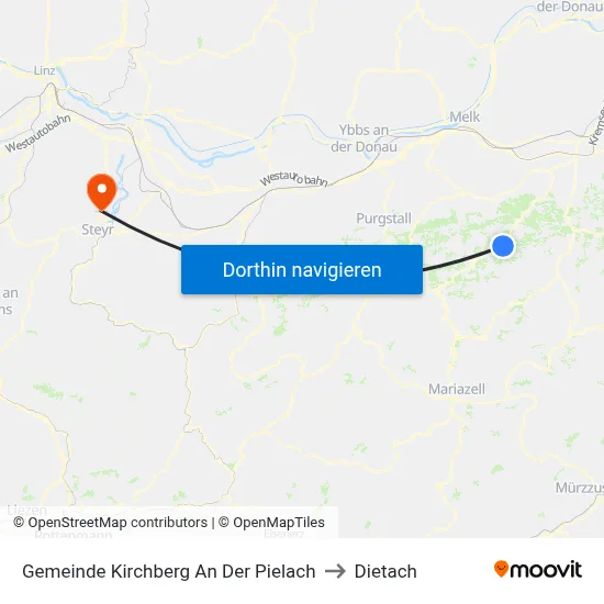 Gemeinde Kirchberg An Der Pielach to Dietach map