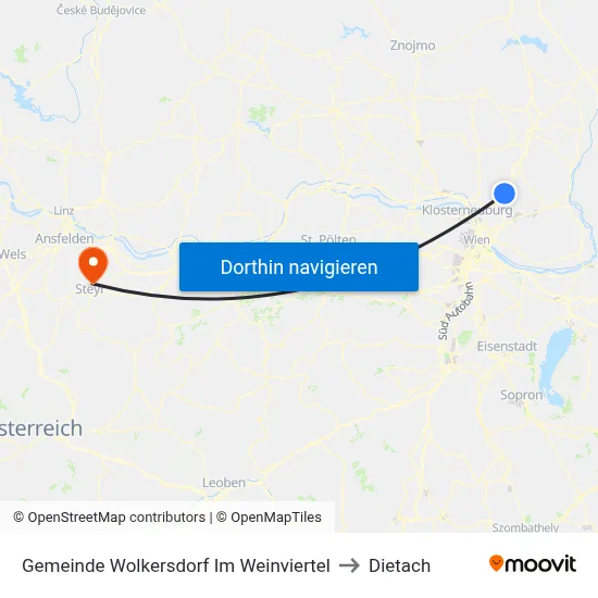 Gemeinde Wolkersdorf Im Weinviertel to Dietach map