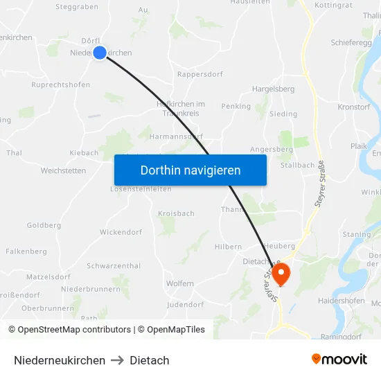 Niederneukirchen to Dietach map