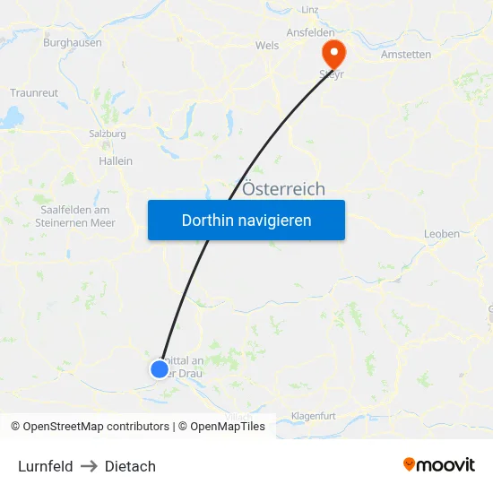 Lurnfeld to Dietach map