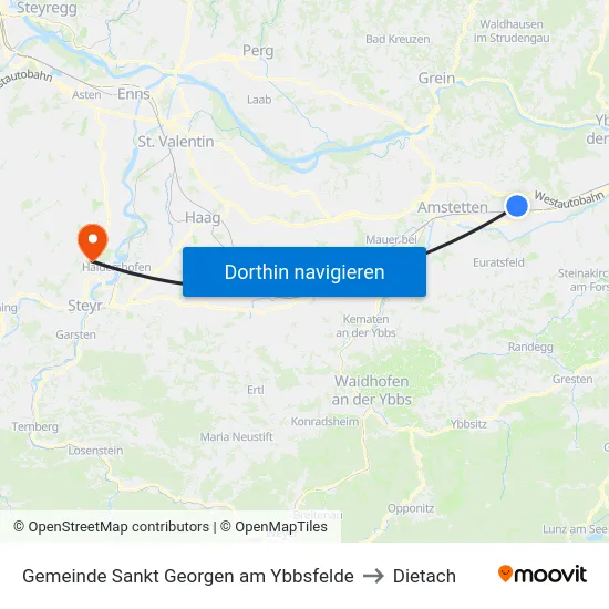 Gemeinde Sankt Georgen am Ybbsfelde to Dietach map