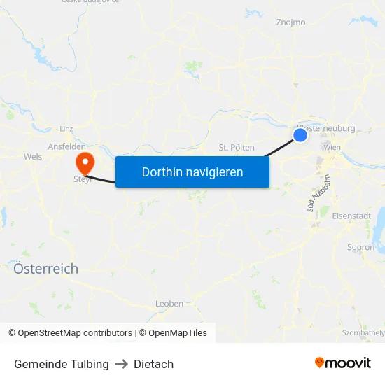 Gemeinde Tulbing to Dietach map