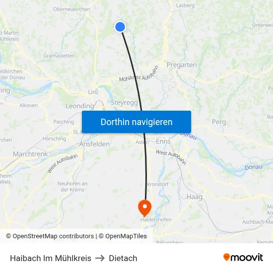 Haibach Im Mühlkreis to Dietach map