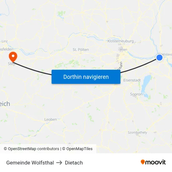 Gemeinde Wolfsthal to Dietach map
