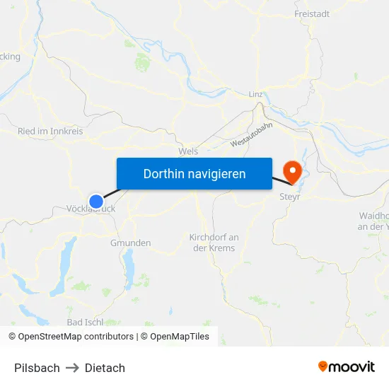 Pilsbach to Dietach map