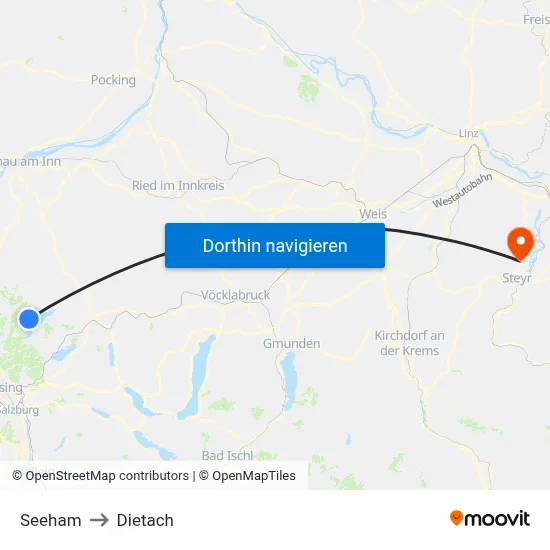 Seeham to Dietach map