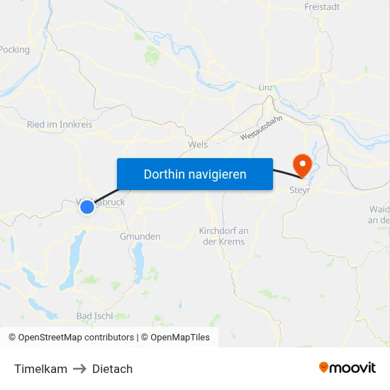 Timelkam to Dietach map