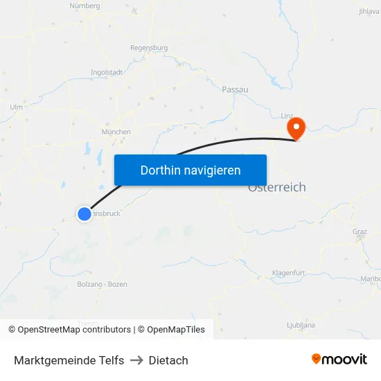 Marktgemeinde Telfs to Dietach map