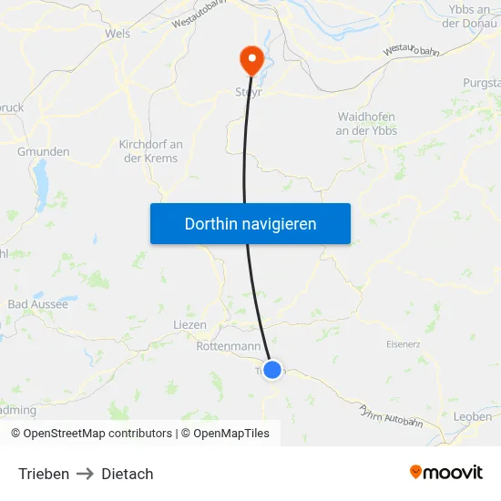 Trieben to Dietach map
