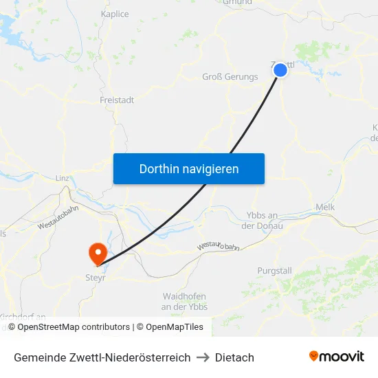 Gemeinde Zwettl-Niederösterreich to Dietach map