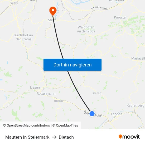 Mautern In Steiermark to Dietach map