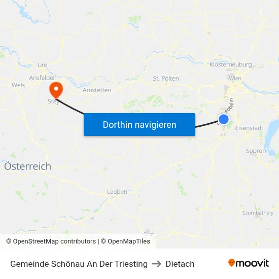 Gemeinde Schönau An Der Triesting to Dietach map