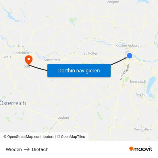 Wieden to Dietach map