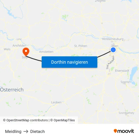Meidling to Dietach map