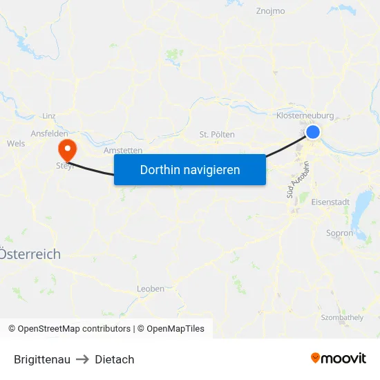 Brigittenau to Dietach map